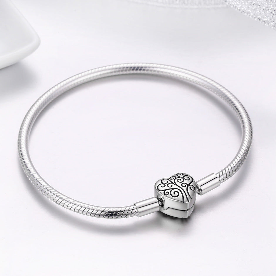 SCB 925 Sterling Silver Bracelet in Classic Style, Size 17.0 for Women