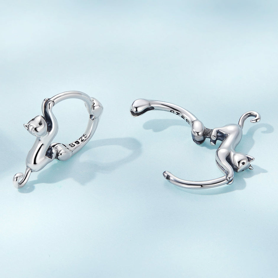 925 Sterling Silver Plated Gold Earrings Size 1.8cm for Women