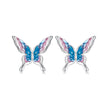 925 Sterling Silver White Gold Plated Enamel Earrings 9x10mm for Women
