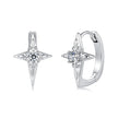 925 Sterling Silver White Gold Plated CZ Pavé 1.5 x 1.0 cm Hoop Earrings for Women