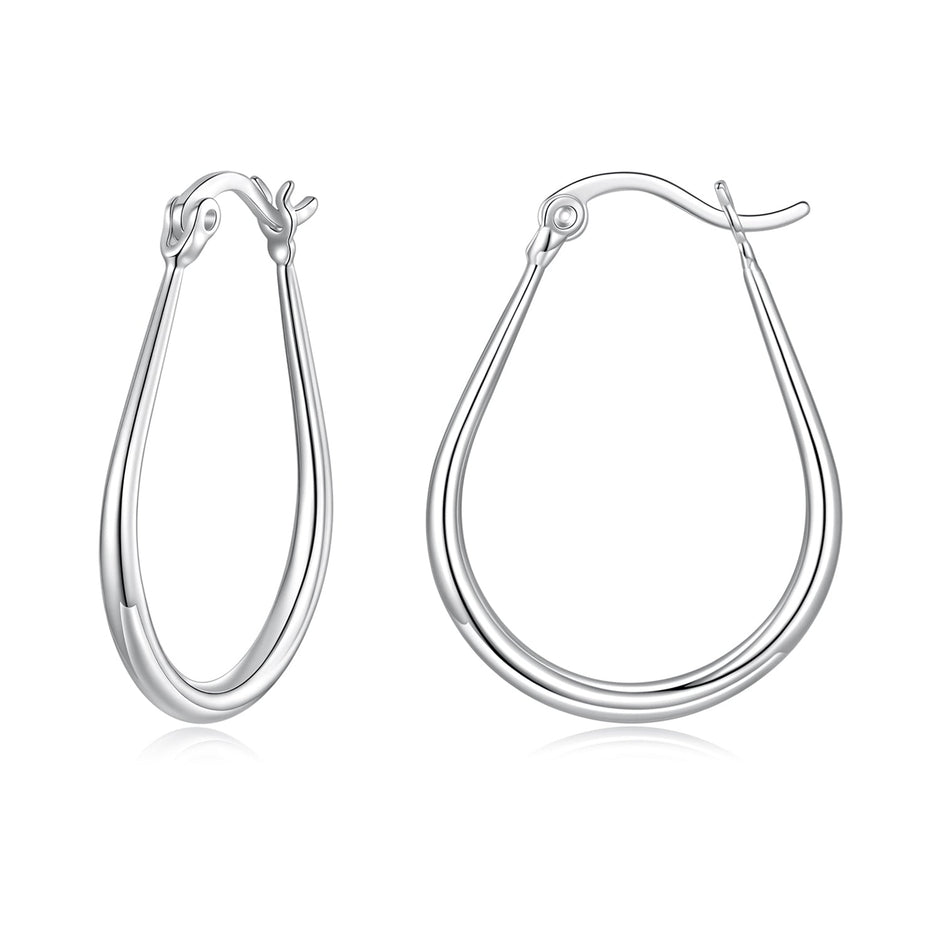 925 Sterling Silver Earrings for Women - 2.9x0.2cm, Plated White Gold, Style L