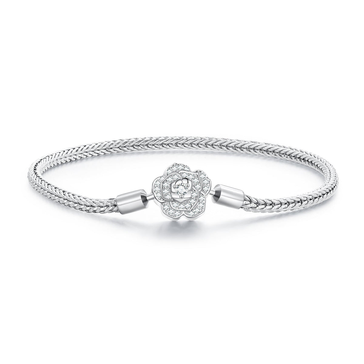 925 Sterling Silver Bracelet with Pavé Setting CZ, 17cm for Women