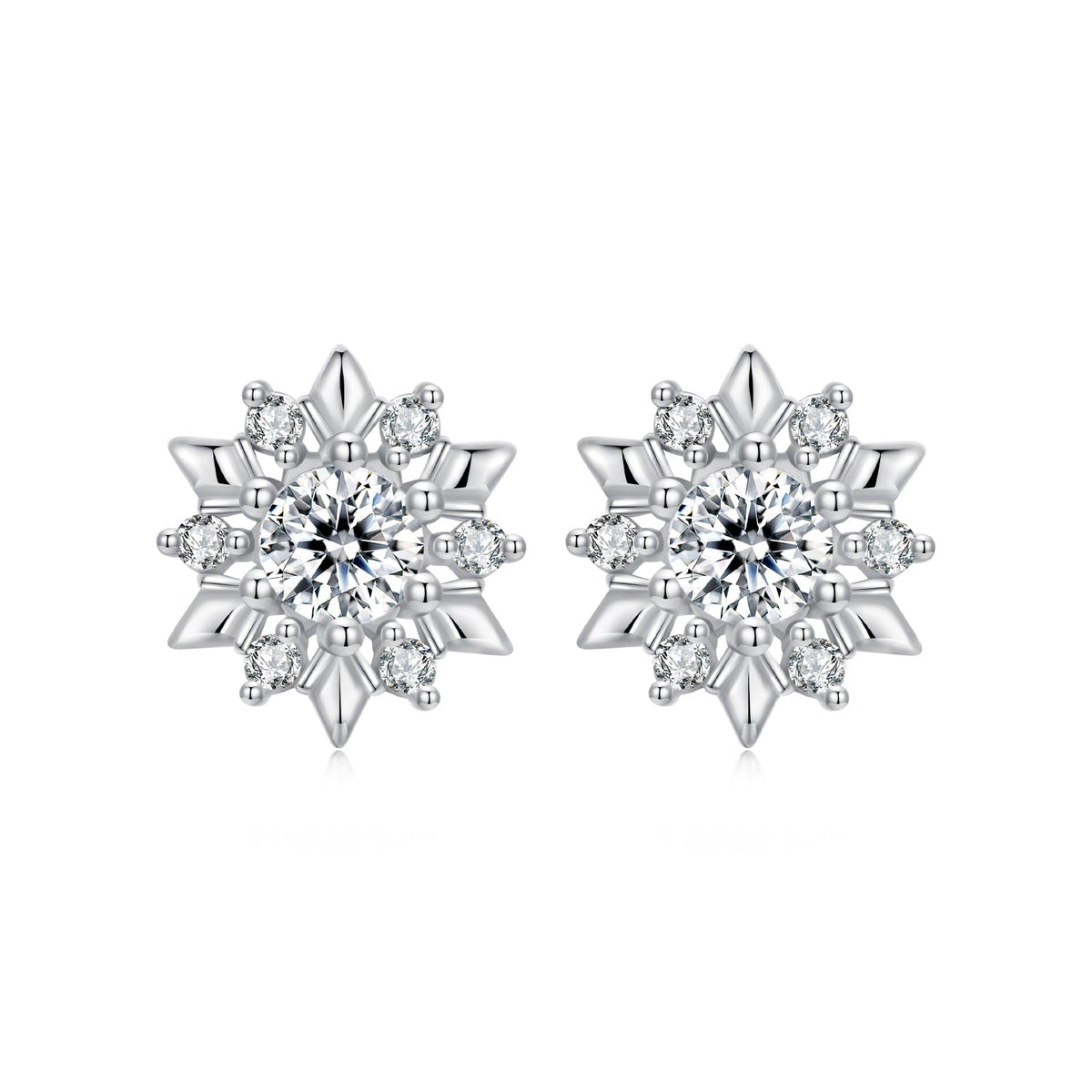 925 Sterling Silver White Gold Plated 0.7cm Pavé Set CZ Earrings for Women