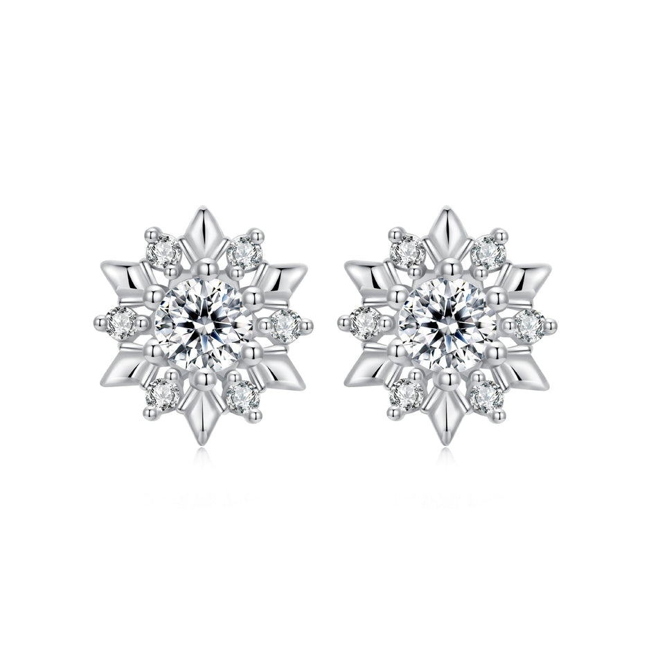 925 Sterling Silver White Gold Plated 0.7cm Pavé Set CZ Earrings for Women