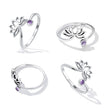 925 Sterling Silver Oxidized Pavé Setting CZ Ring for Women