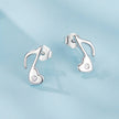 925 Sterling Silver Earrings with Pavé Setting CZ in White Gold Finish, 1x0.7cm for Women