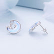 925 Sterling Silver Earrings with Transparent Glass, 13mm x 12mm for Women