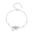 925 Sterling Silver Pavé Setting CZ & Translucent Opal Bracelet 160+50mm for Women