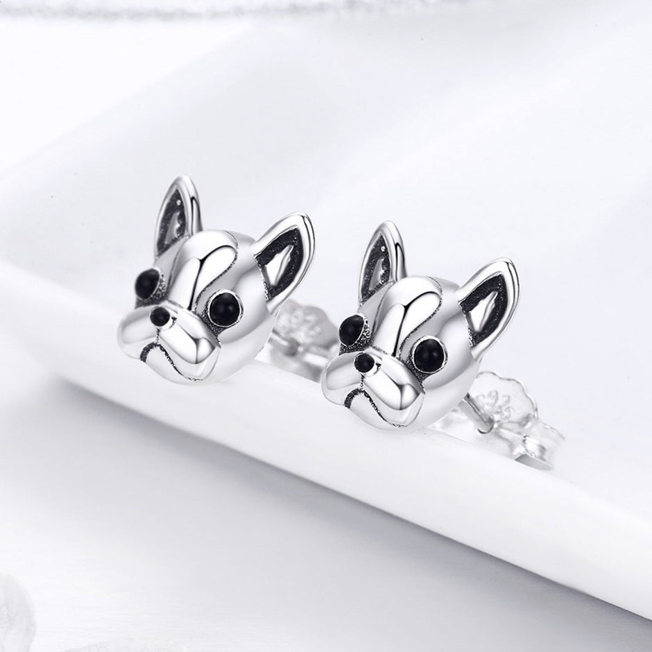 925 Sterling Silver Oxidized Enamel Earrings for Women 1*1cm