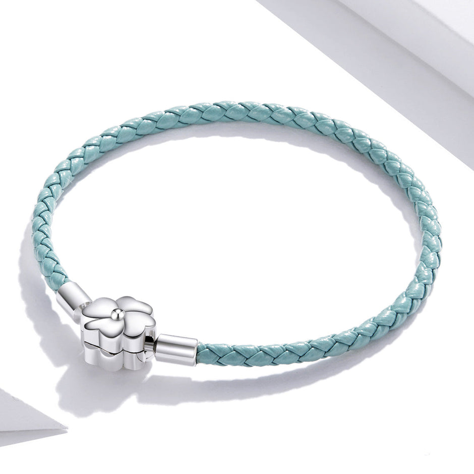 925 Sterling Silver and Leather 17cm Bracelet
