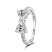 925 Sterling Silver White Gold Plated 1.2cm Pendant Ring Size 6 for Women