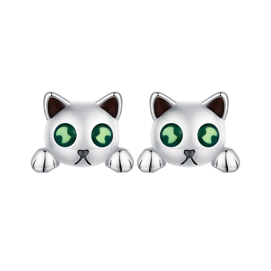 925 Sterling Silver Earrings with Enamel in Oxidized Finish