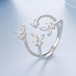 925 Sterling Silver Pavé Setting CZ White Gold Plated Ring 0.18cm for Women
