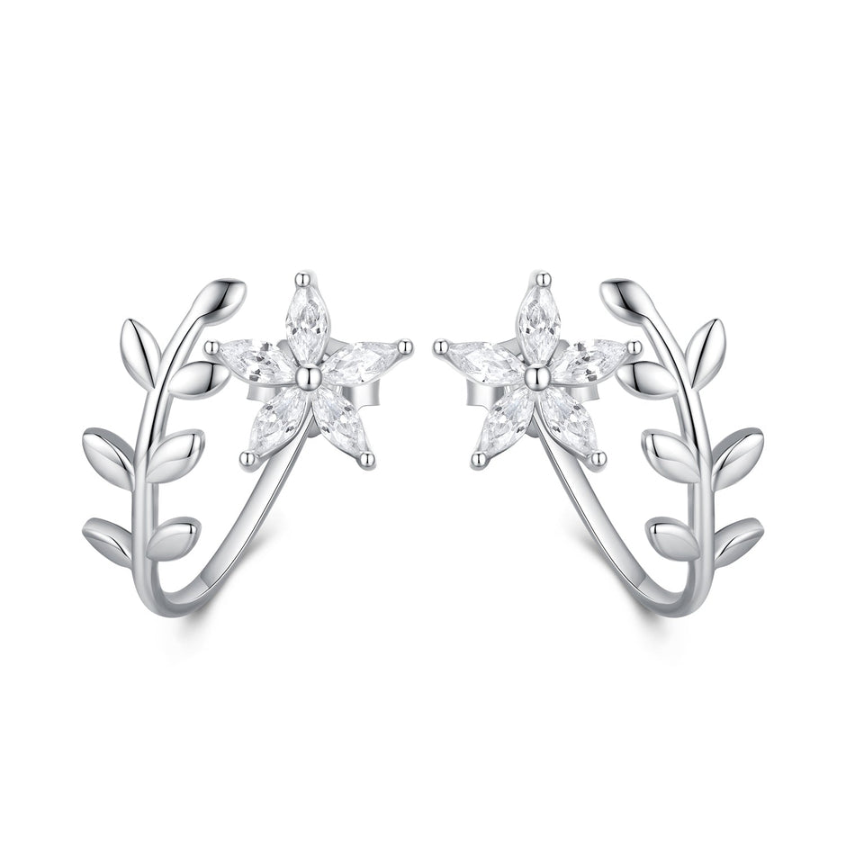 925 Sterling Silver Plated Platinum Earrings with CZ
