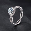 925 Sterling Silver Moissanite Ring in Size 7 with Pavé Setting for Women