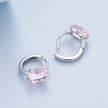 925 Sterling Silver Earrings with Transparent Glass, 12x7mm, for Women
