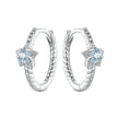 925 Sterling Silver Earrings with CZ and White Gold Plating, 1.3cm for Women