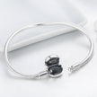 925 Sterling Silver Bracelet with Cat Head Charm, 17cm for Women