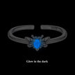 925 Sterling Silver Pendant with Luminous Stone - Oxidized Silver, For Rings