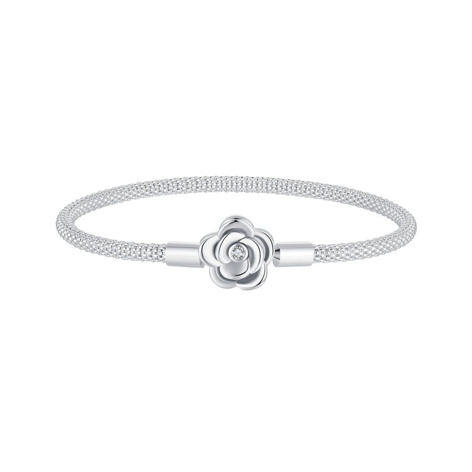 925 Sterling Silver Bracelet with Oxidized Finish and CZ 17.0 cm