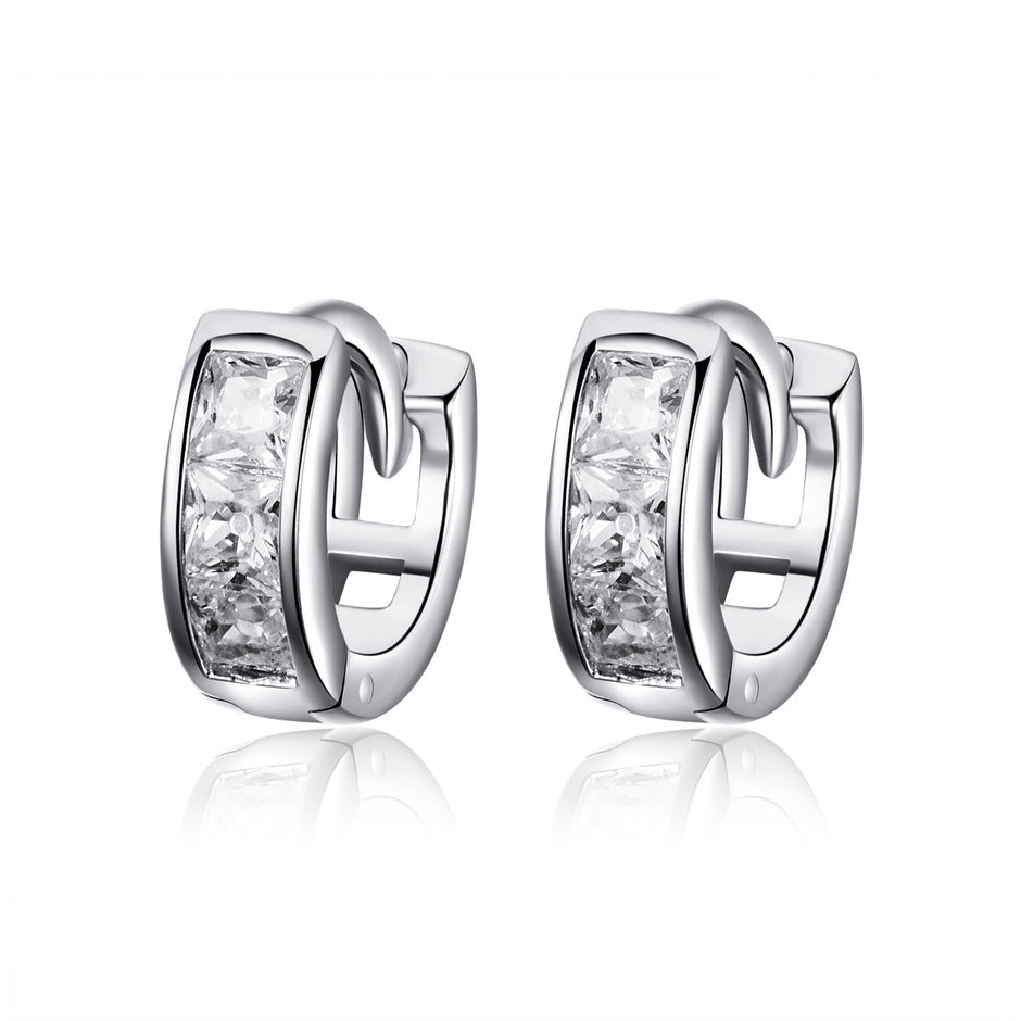 925 Sterling Silver Plated Platinum Pavé Setting CZ Earrings