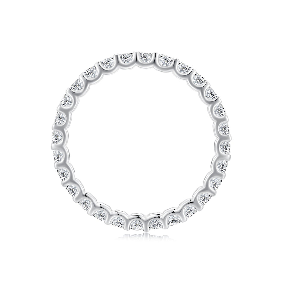 S925 Sterling Silver 2.0mm Moissanite Ring Size 9 for Women