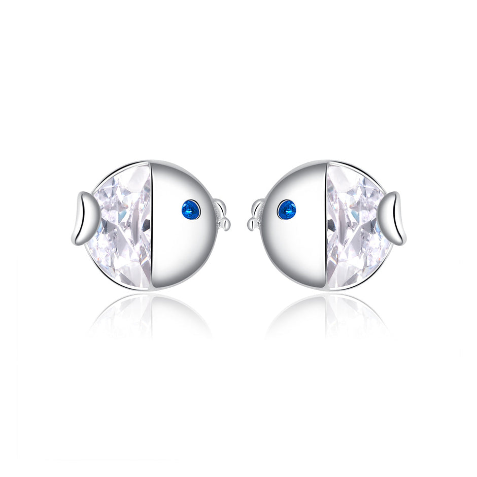 925 Sterling Silver Earrings with Pavé Setting CZ, Size 0.6*0.7cm, for Women