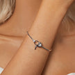 925 Sterling Silver Bracelet with CZ, 17mm, White Gold Plated, For Women