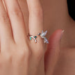 925 Sterling Silver Ring with Enamel and Oxidized Finish in Style E for Women