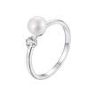 925 Sterling Silver Moissanite & Freshwater Pearl Ring 3mm Size 6 for Women