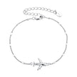 925 Sterling Silver White Gold Plated 16+5cm Bracelet with CZ Pendant for Women