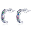 925 Sterling Silver Earrings with Pavé Setting CZ, 1.1*0.3 cm