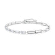 925 Sterling Silver Pavé Setting CZ Bracelet with Platinum Plating, Adjustable 14.5+3cm, for Women