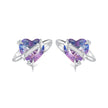925 Sterling Silver Earrings with CZ and Transparent Glass in White Gold Plating for Women