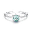 925 Sterling Silver White Gold Plated Transparent Glass Turtle Ring