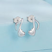 925 Sterling Silver Earrings with Pavé Setting CZ in White Gold Finish, 1x0.7cm for Women