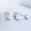 925 Sterling Silver Earrings with Plated White Gold & Pavé Setting CZ, 0.5cm for Women