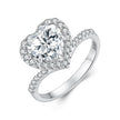 925 Sterling Silver White Gold Plated 2ct Moissanite Heart Ring Size 6 for Women