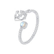 925 Sterling Silver & White Gold Pave Setting Moonstone Ring for Women