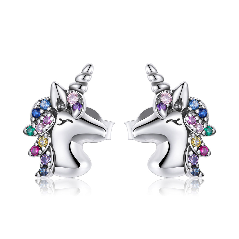 925 Sterling Silver Earrings with Pavé Setting CZ, Oxidized, 1.4x0.9cm for Women