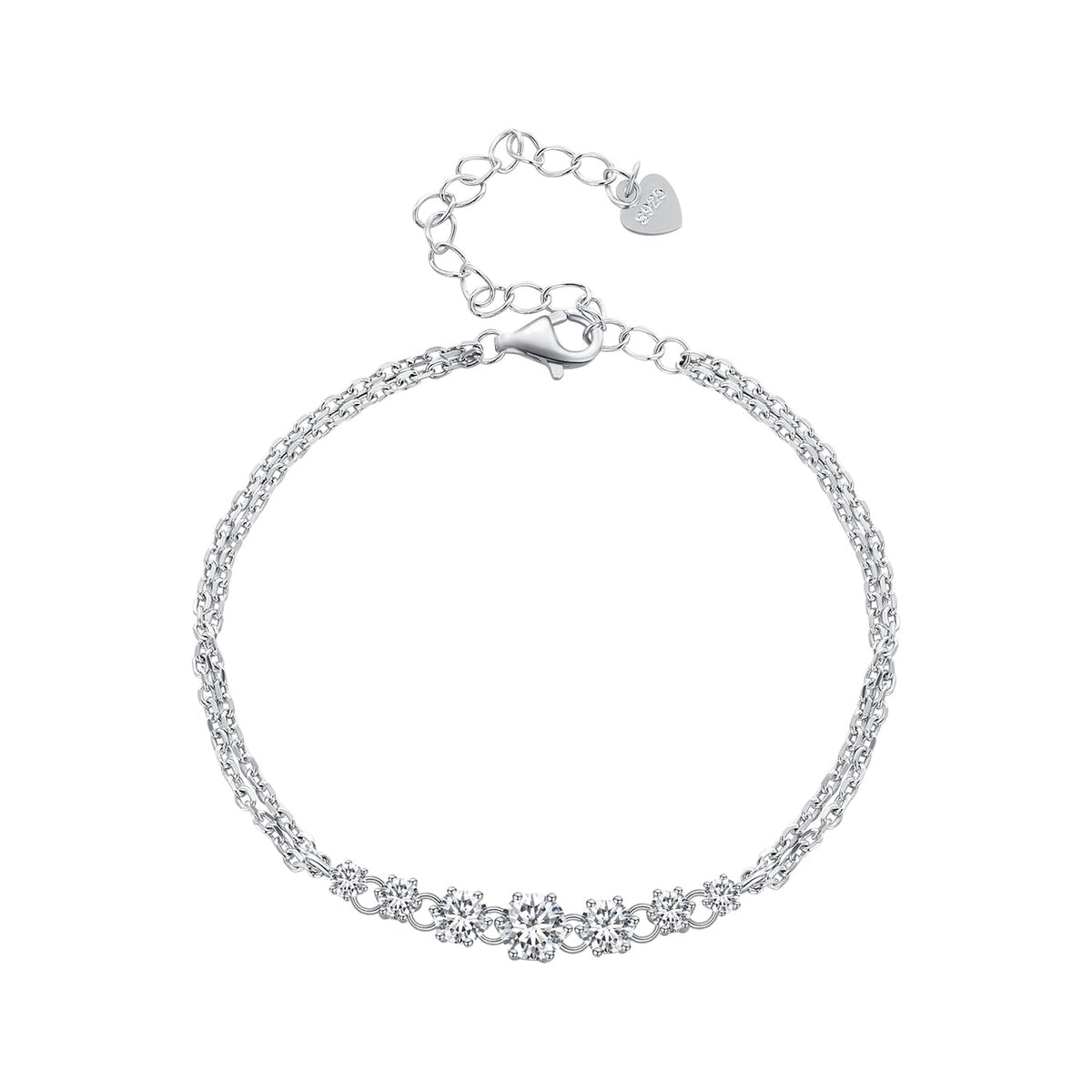 925 Sterling Silver 5MM Moissanite Bracelet for Women