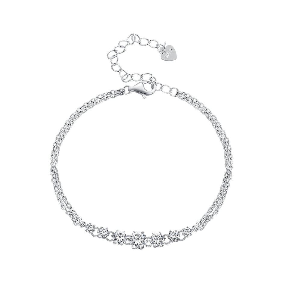 925 Sterling Silver 5MM Moissanite Bracelet for Women