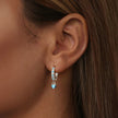 925 Sterling Silver Earrings with Synthetic Turquoise and CZ - White Gold Plated