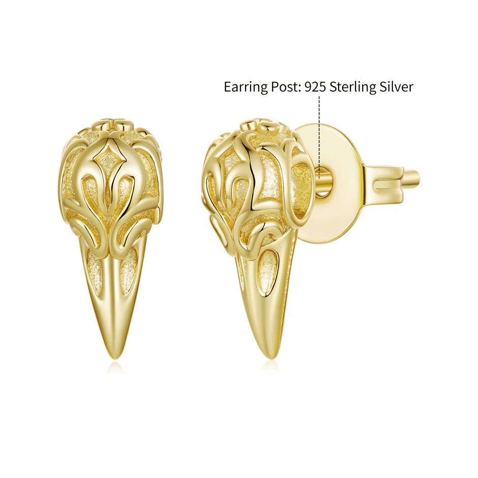 925 Silver Needle Gold Plated 1.1 x 0.5 cm Copper Earrings for Women
