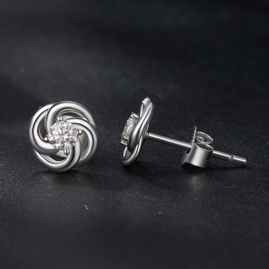 925 Sterling Silver Moissanite Earrings, 0.3cm, White Gold Plated, for Women