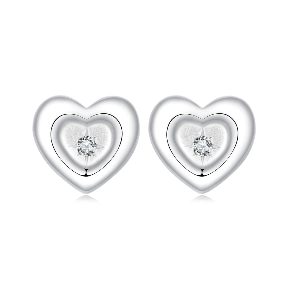 925 Sterling Silver White Gold Plated CZ Earrings
