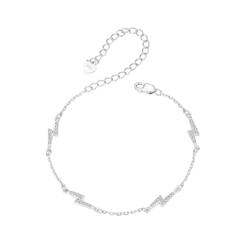 925 Sterling Silver Pave Setting CZ Bracelet with White Gold Plating