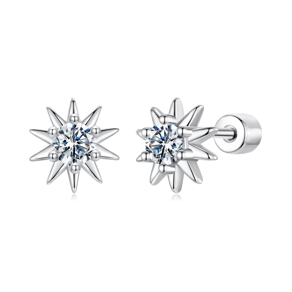 925 Sterling Silver Moissanite 0.10 Carat Earrings for Women - 0.7cm Size