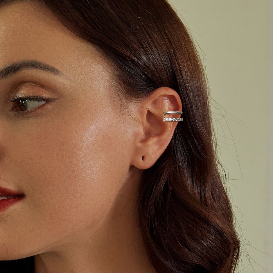 925 Sterling Silver Earrings with Pavé Setting CZ in Platinum