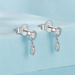 925 Sterling Silver Earrings with Pavé Setting CZ in White Gold - 11*4mm